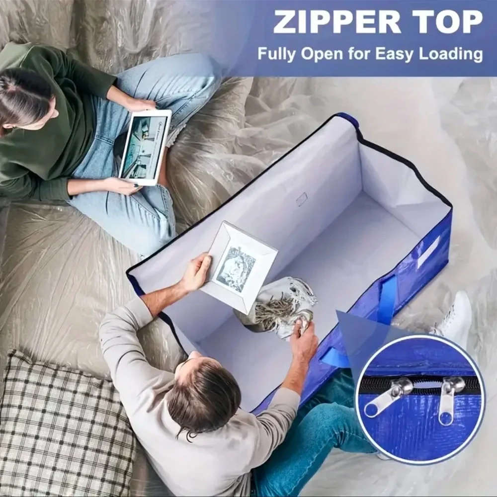 Blue Flexible Garment Storage Bag with Secure Handles
